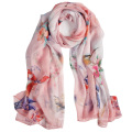 Summer 2017 trends good quality digital printing floral mousseline 100% silk scarf long scarf shawl